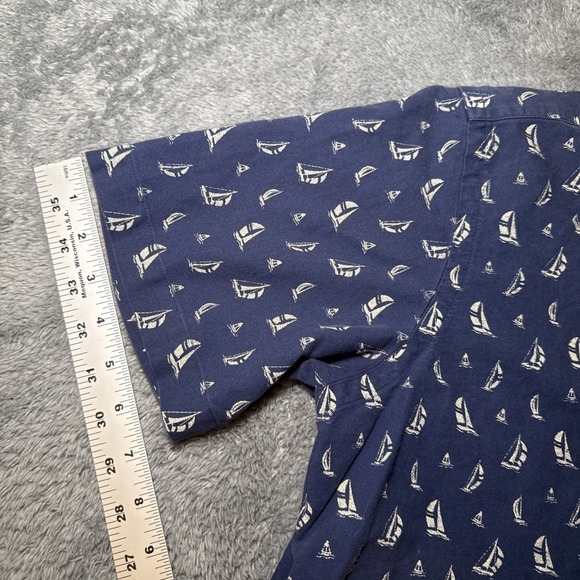 Ralph Lauren Men's SZ S Blue & White Sail Boat Short Sleeve Button Down Shirt - Picture 7 of 15